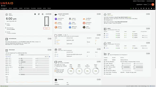 Unraid Dashboard